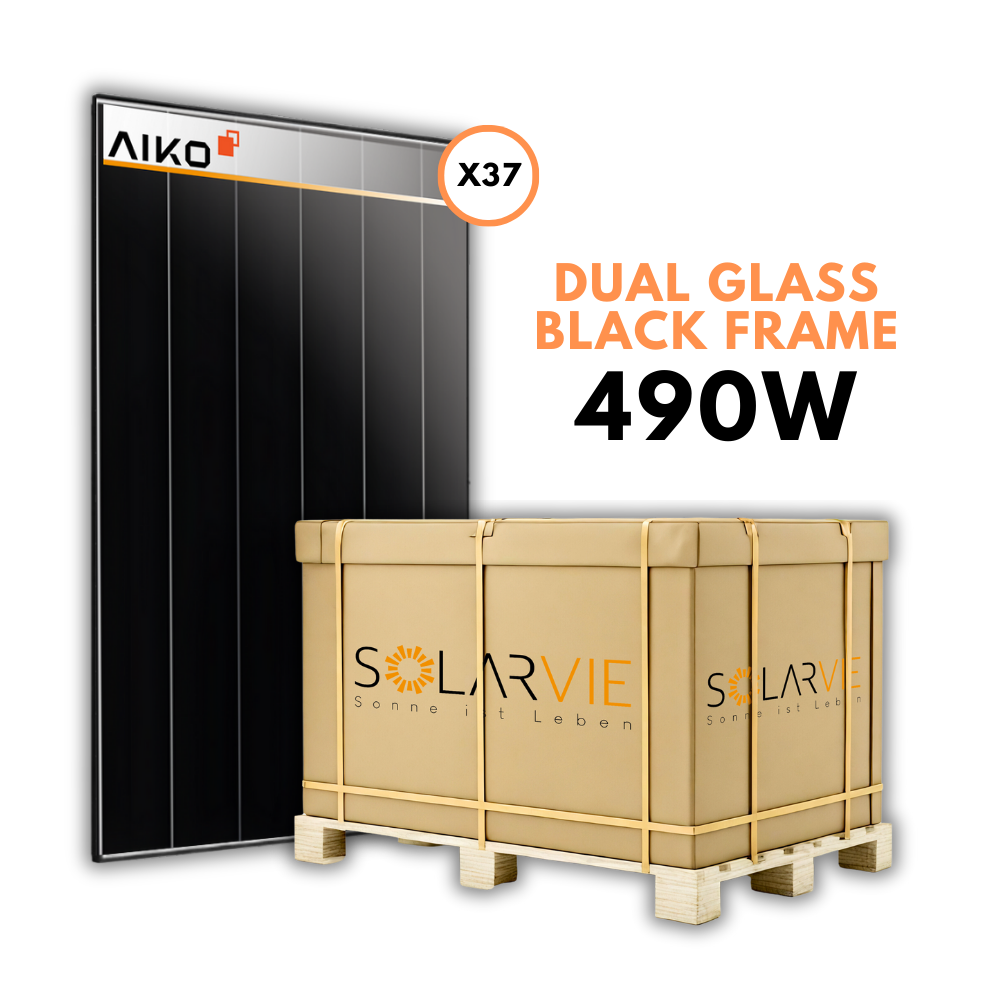 AIKO Solar 490W Black Frame Dual Glass A490-MCE54Dw 3P+54 (Palette = 37 Stück)