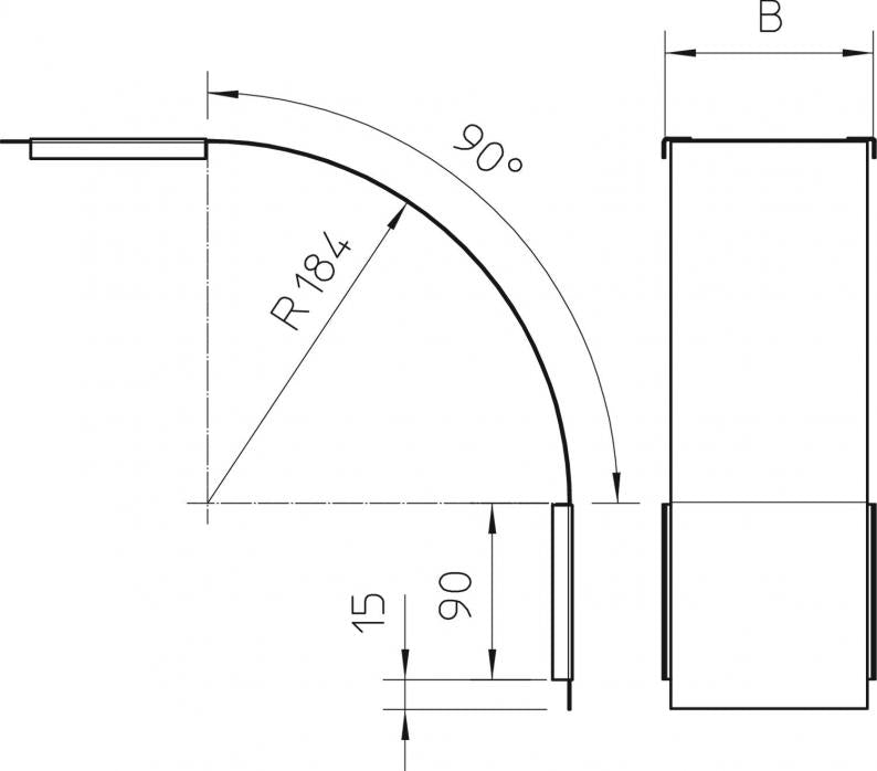 OBO BETTERMANN Deckel für Vertikalbogen 90° fallend B100mm Stahl bandverzinkt
