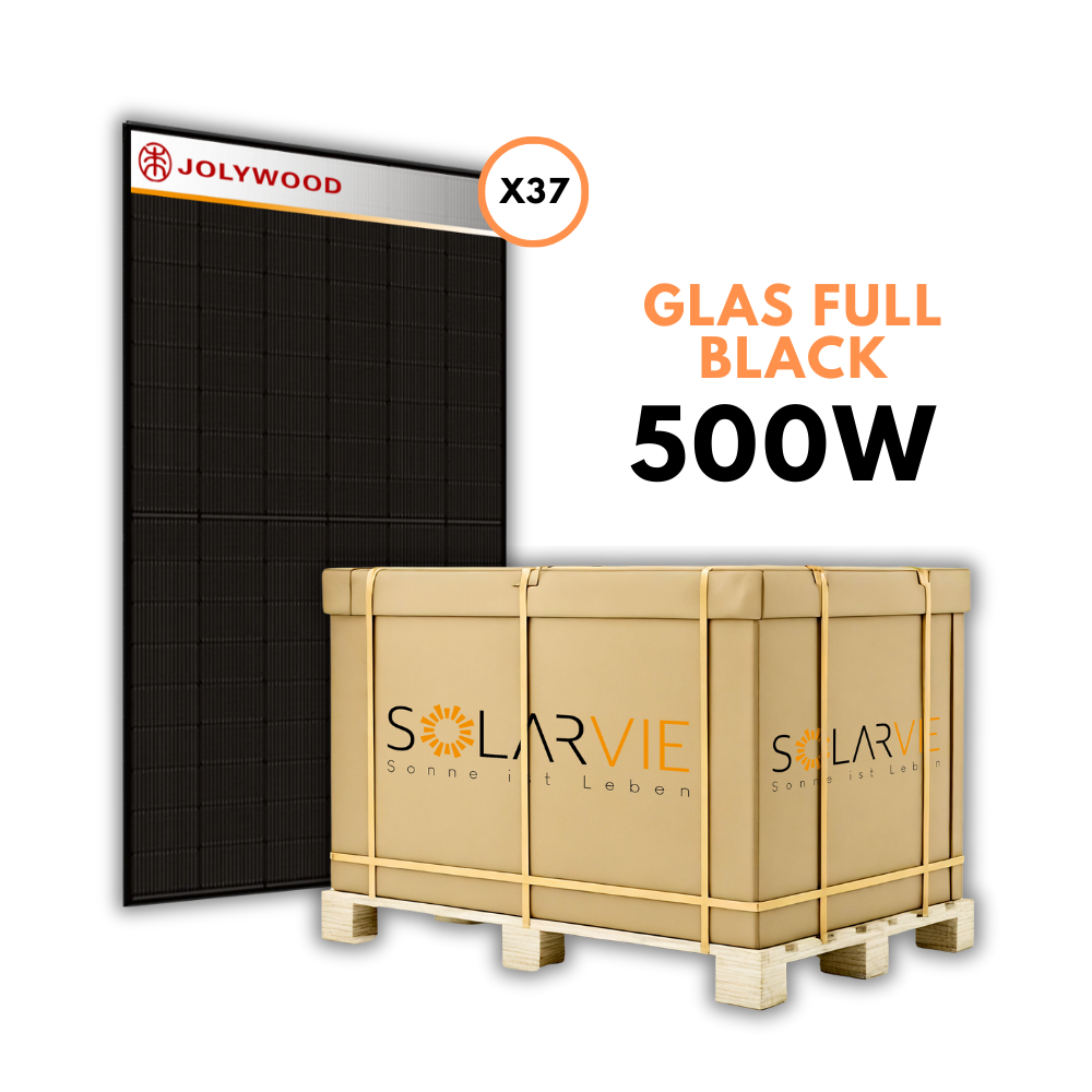 Jolywood 500W Niwa Black Series Bifacial Glas-Glas Full Black (Palette = 37 Stück)