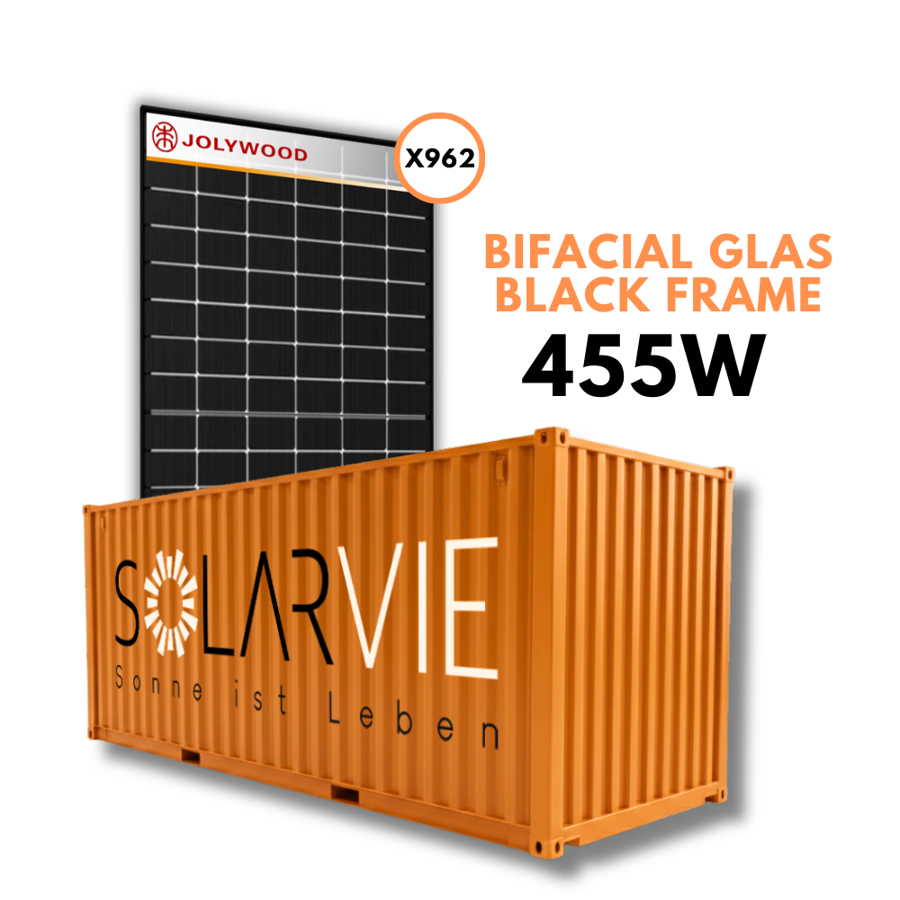 Jolywood 455W Niwa Pro Bifacial Glas-Glas Black Frame (Container = 962 Stück)