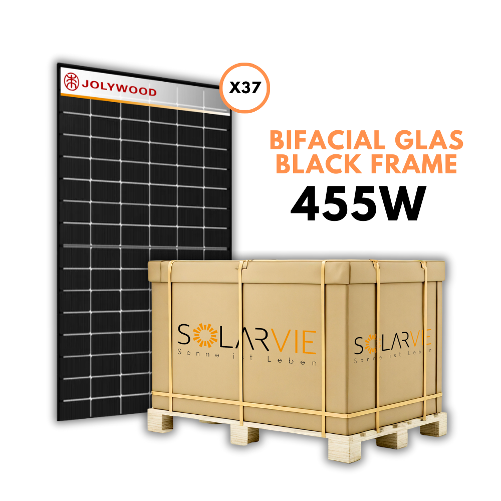 Jolywood 455W Niwa Pro Bifacial Glas-Glas Black Frame (Palette = 37 Stück)