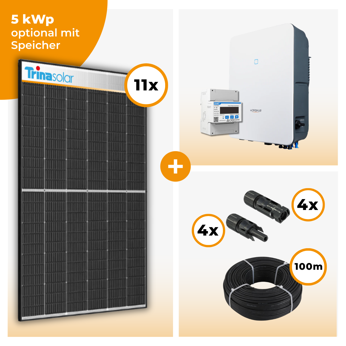 Sistema fotovoltaico completo da 5 kWp – 11x Trina 455 Black Frame e Sungrow Hybrid con accumulo SBR opzionale